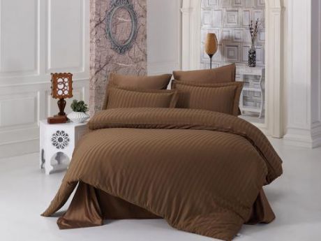 Комплект постельного белья двуспальный-евро KARNA, PERLA, коричневый