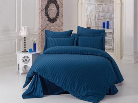 Комплект постельного белья двуспальный-евро KARNA, PERLA, синий