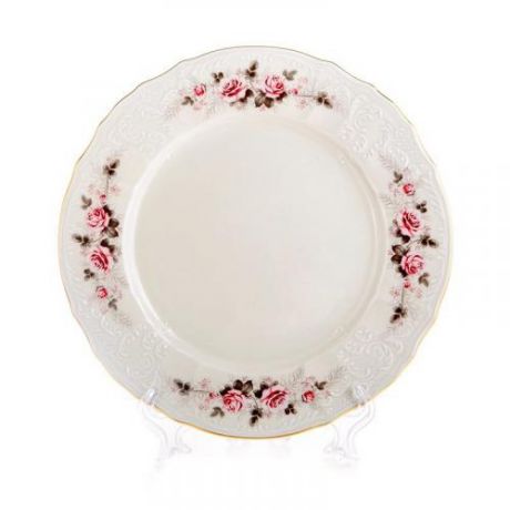 Набор тарелок BERNADOTTE, Роза серая, 25 см, 6 предметов