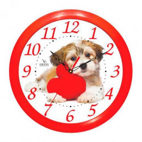 Часы настенные ВЕГА, Собака и Красное Сердце, 28 см
