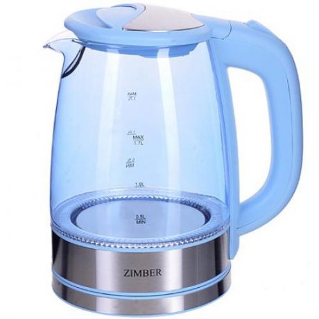 Чайник электрический ZIMBER, 1,7 л, 2200 W, голубой