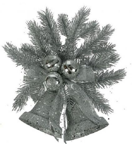Новогоднее украшение, Рождественские колокольчики, 30 см, серебро