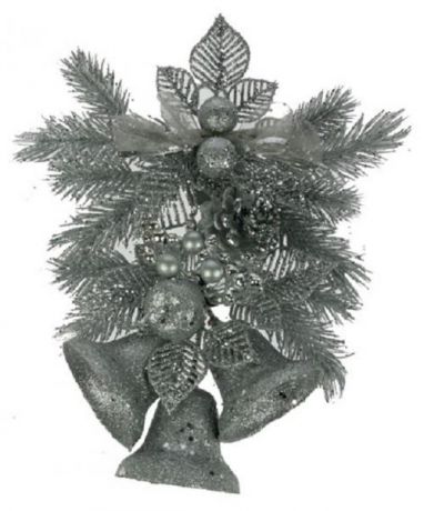 Новогоднее украшение, Рождественские колокольчики, 28 см, серебро