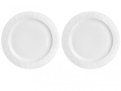 Набор обеденых тарелок Elan gallery, Белые розы, 2 предмета, белый