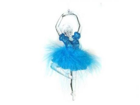 Елочная игрушка, Балерина, 14 см, голубой
