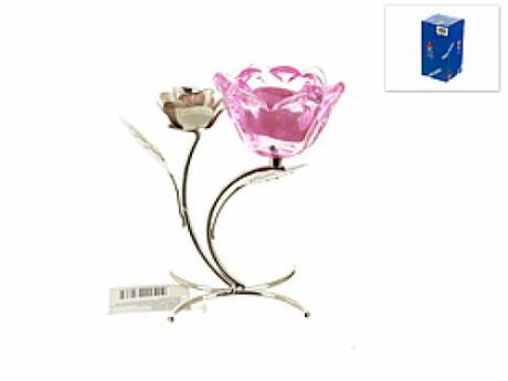 Подсвечник декоративный ENS, Розовый цветок, 13,5*8*14 см