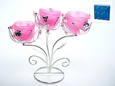Подсвечник декоративный ENS, Розовый цветок, 25*10*22 см