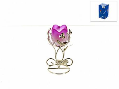 Подсвечник декоративный ENS, Сиреневый цветок, 9*8*16 см