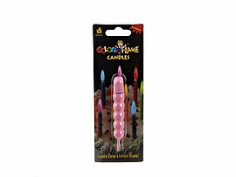 Свеча декоративная ENS, Color flame, 9 см, розовый