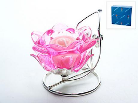 Подсвечник декоративный ENS, Розовый цветок, 9,5*7,5*10 см
