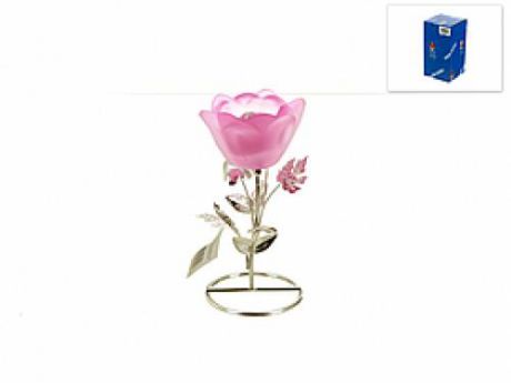 Подсвечник декоративный ENS, Розовый цветок, 8*8*16 см