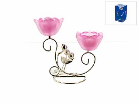 Подсвечник декоративный ENS, Розовый цветок, 18*9*17,5 см