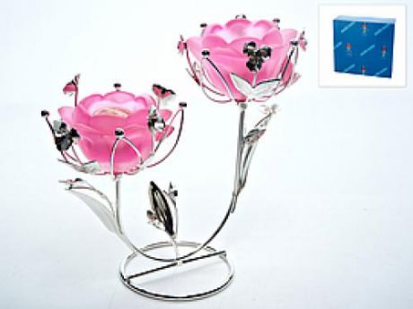Подсвечник декоративный ENS, Розовый цветок, 20,5*9*19,5 см
