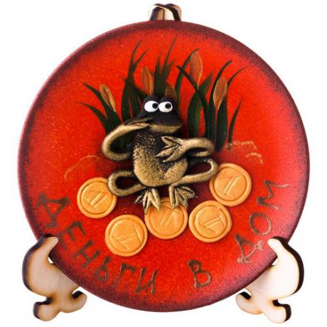 Тарелка декоративная, Денежная лягушка на оранжевом фоне, 13 см