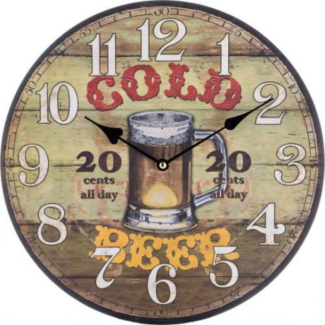 Часы настенные Lefard, Винтаж, 34 см, коричневый