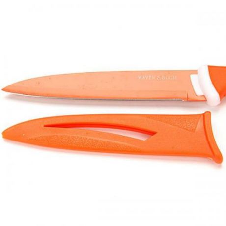 Нож для чистки овощей и фруктов MAYER & BOCH, 25 см, оранжевый, с чехлом