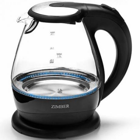Чайник электрический ZIMBER, 2200W, 1,5 л, прозрачный