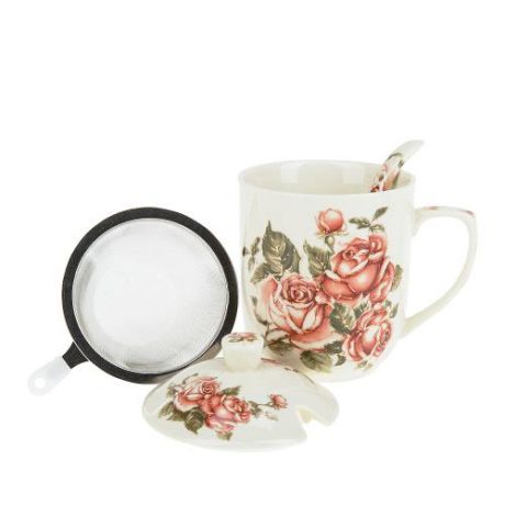 Кружка для заваривания чая Best Home Porcelain, Рубиновые розы, 300 мл