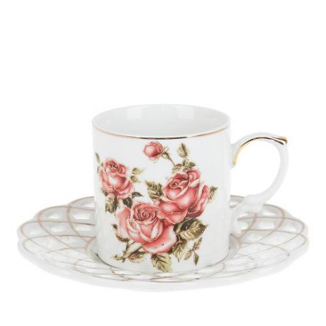 Кофейный набор Best Home Porcelain, Рубиновые розы, 4 предмета