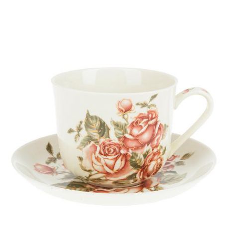 Чайная пара Best Home Porcelain, Рубиновые розы, 0,45 л