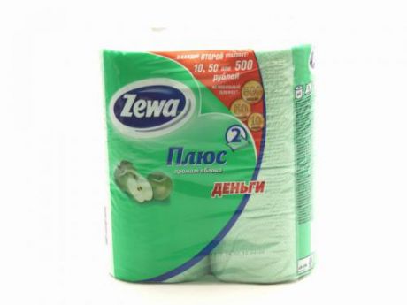 Туалетная бумага Zewa Plus Яблоко 2х-сл.4рул.по30м/24шт/144004