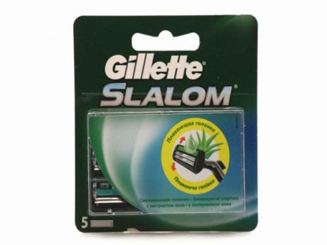 Сменные кассеты для станка Gillette, Slalom Plus, 5 шт