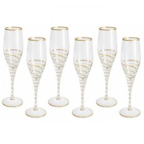 Набор фужеров для шампанского SAME decorazione, Спираль, 6 предметов, золото