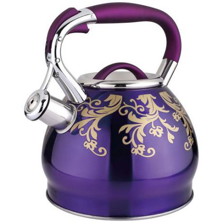 Чайник AGNESS, 3 л, фиолетовый с узором