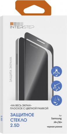 Защитное стекло InterStep 3D FS для Samsung Galaxy J6+ 2018 черная рамка (глянцевое)