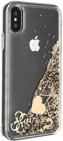 Клип-кейс Guess Glitter для Apple iPhone XS (золотой)