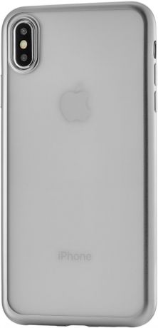 Клип-кейс uBear для Apple iPhone XS Max с рамкой (прозрачный серебристый)
