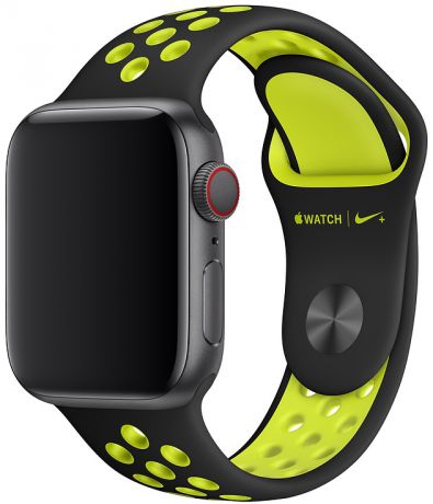 Ремешок Apple Nike Sport Band для Watch 40 мм размеры S/M и M/L (черный, салатовый)