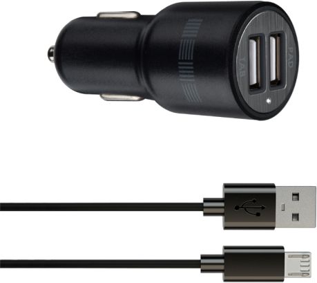 Автомобильное зарядное устройство InterStep RT 2xUSB + кабель microUSB (черный)