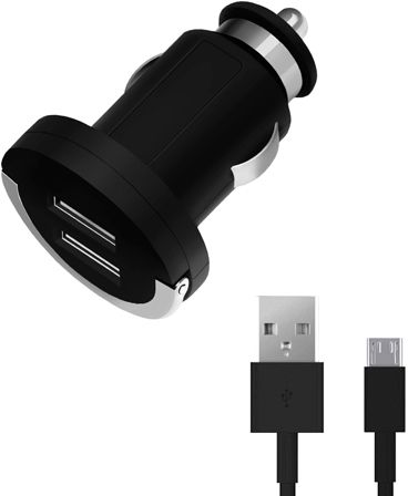 Автомобильное зарядное устройство Deppa 2 USB + кабель micro-USB (черный)