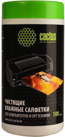 Чистящие салфетки Cactus CS-T1002 для компьютеров и оргтехники