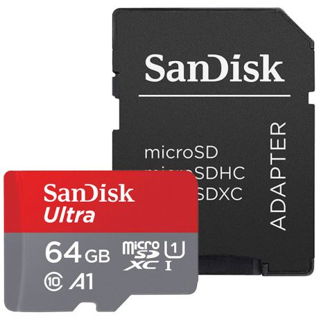 Карта памяти SanDisk Ultra A1 microSDXC 64GB + адаптер SDSQUAR-064G-GN6MA