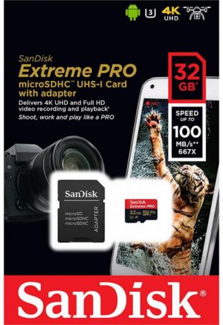 Карта памяти SanDisk Extreme Pro microSDHC 32GB 10 Class SDSQXCG-032G-GN6MA
