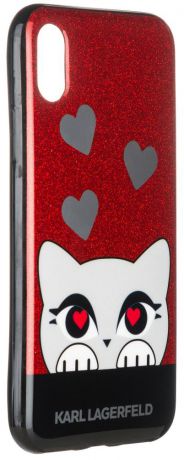 Клип-кейс Karl Lagerfeld Choupette Valentine для Apple iPhone X (красный)