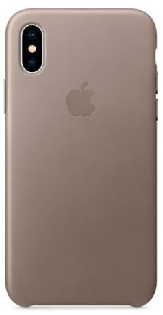 Клип-кейс Apple Leather Case для iPhone X (платиново-серый)