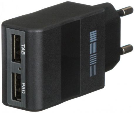 Сетевое зарядное устройство InterStep RT 2xUSB + кабель USB-C (черный)