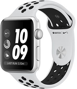Умные часы Apple Watch Nike+ Series 3, 42 мм, корпус из серебристого алюминия, спортивный ремешок Nike цвета чистая платина/черный