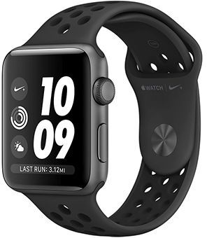 Умные часы Apple Watch Nike+ Series 3, 42 мм, корпус из алюминия цвета «серый космос», спортивный ремешок Nike цвета антрацитовый/черный