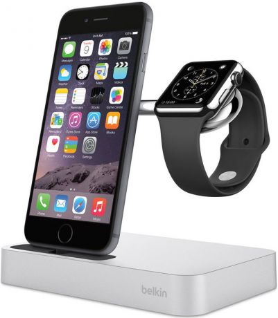 Док-станция Belkin F8J183vfSLV для iPhone и Apple Watch (светло-серый)