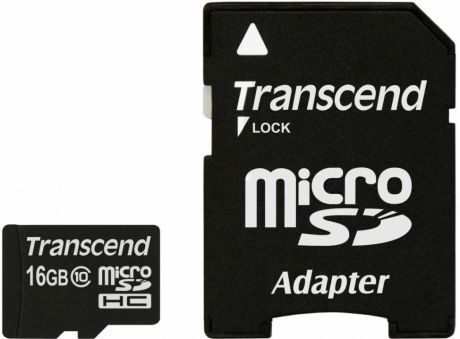 Карта памяти Transcend microSDHC 16Gb class 10 + адаптер