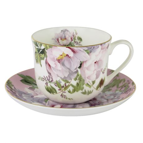 чашка с блюдцем ANNA LAFARG Райский сад розовая 450мл фарфор под.уп.