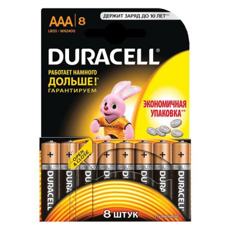 батарейка DURACELL LR03-8BL BASIC блистер 8 шт