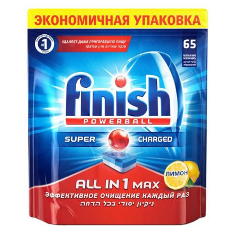 таблетки д/ПММ FINISH All in1 Max Лимон 65шт.
