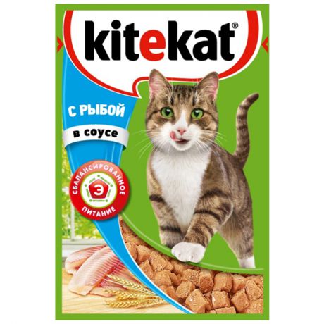корм для кошек KITEKAT пауч рыба в соусе 85г