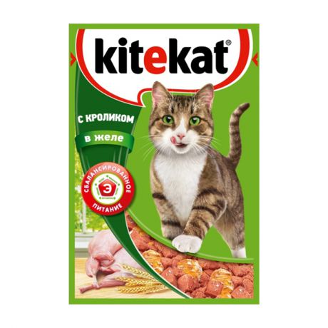 корм для кошек KITEKAT пауч кролик в желе 85г