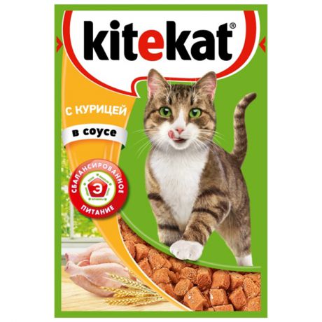 корм для кошек KITEKAT пауч курица в соусе 85г